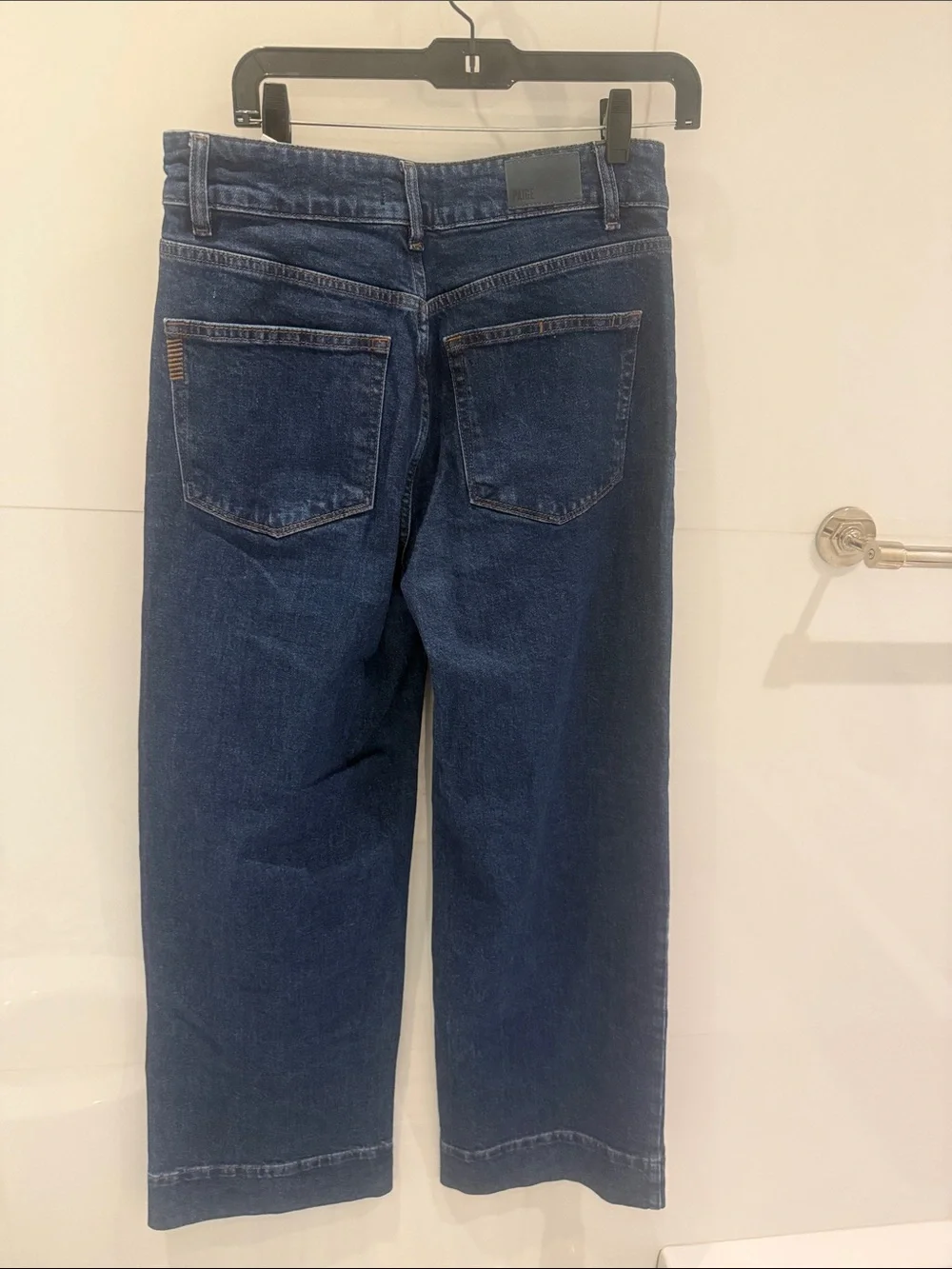 Paige Sasha Enfield Wide Leg Women's Jeans - Dark Dark Blue - Picture 7 of 9